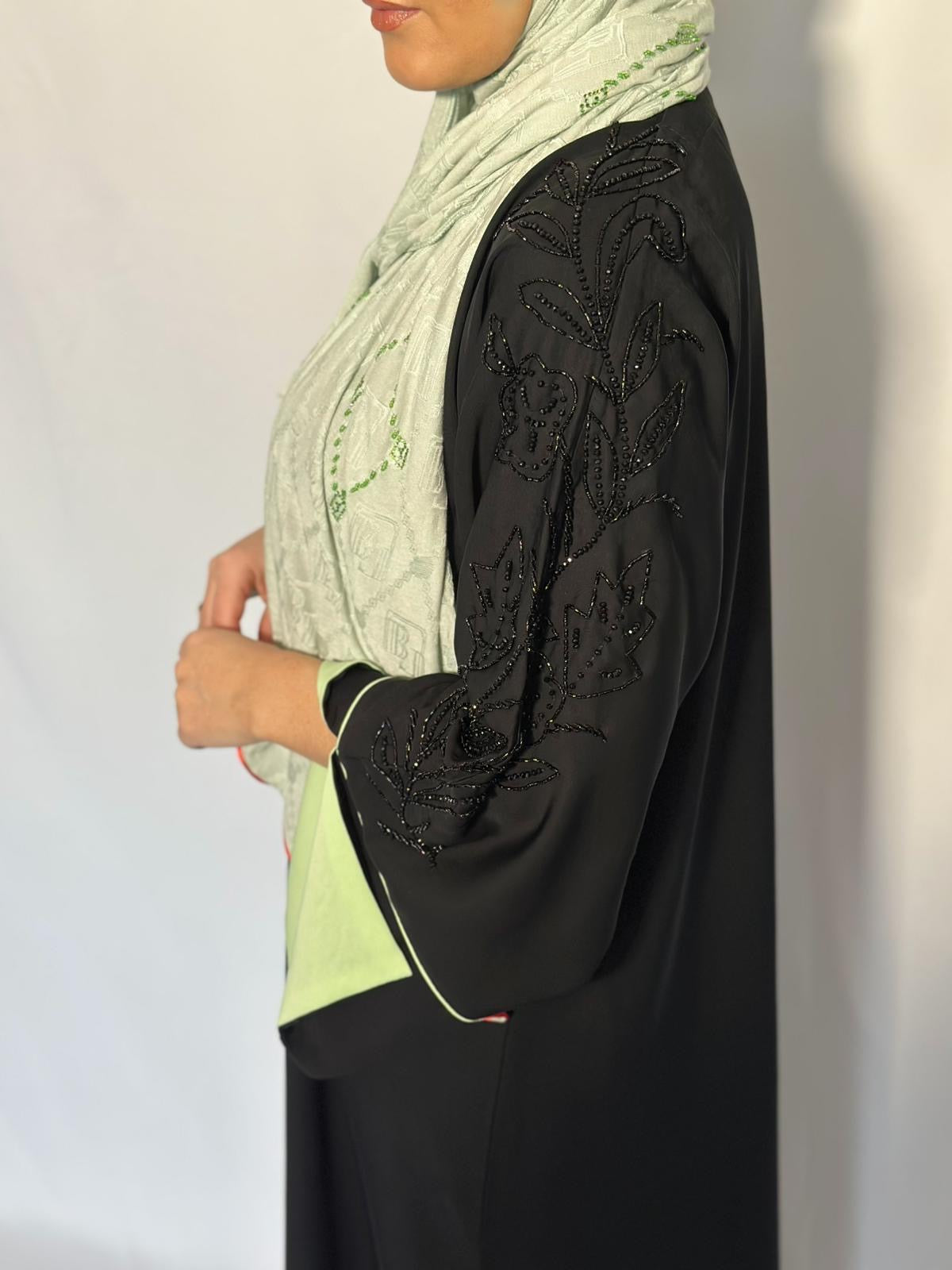 ABAYA RAFAHIA VERT PASTEL