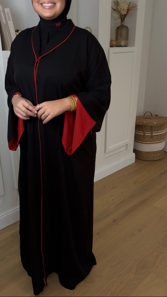 ABAYA COL ROUGE