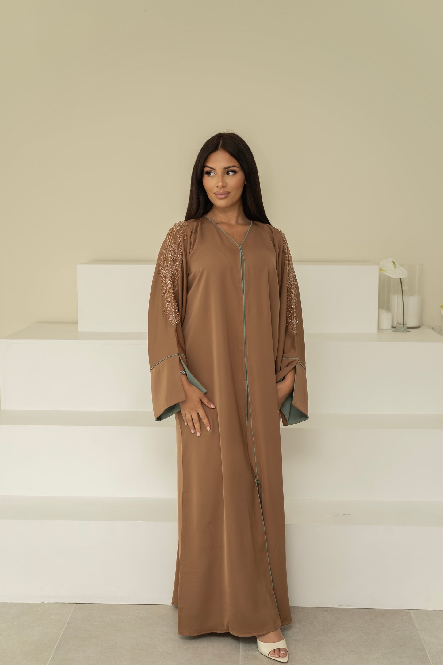 ABAYA TESNIM TAUPE/BLEU
