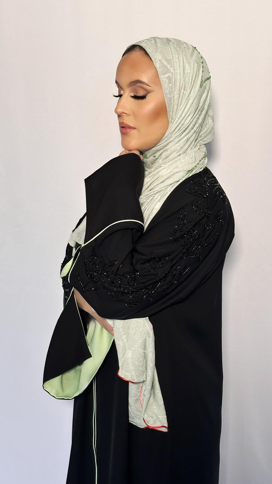 ABAYA RAFAHIA VERT PASTEL