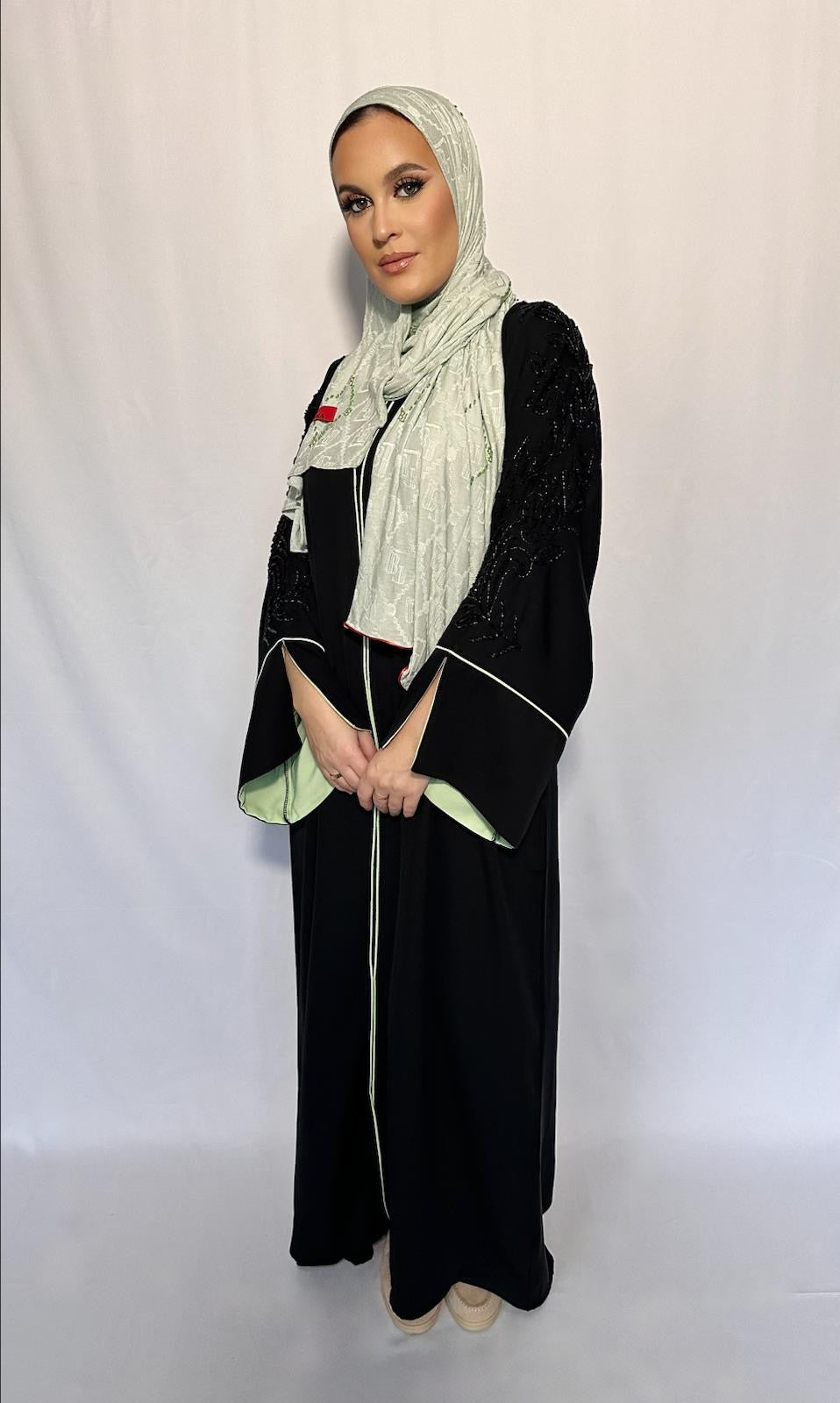 ABAYA RAFAHIA VERT PASTEL