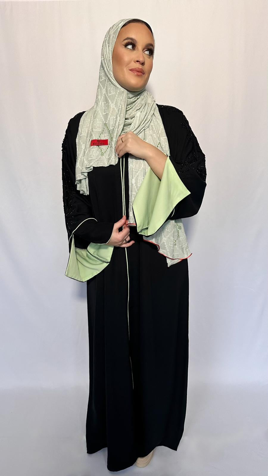 ABAYA RAFAHIA VERT PASTEL