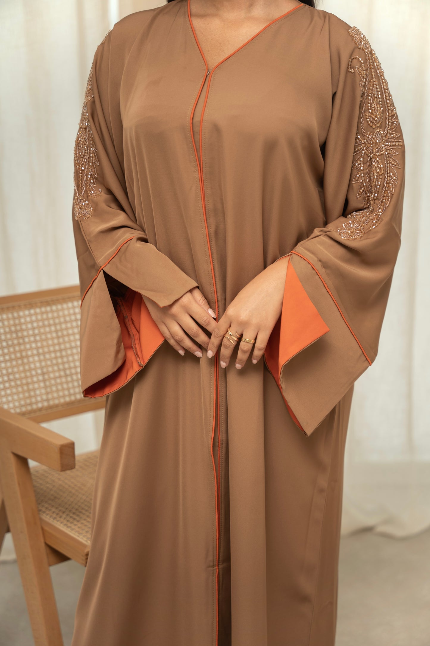 ABAYA TESNIM TAUPE/ORANGE