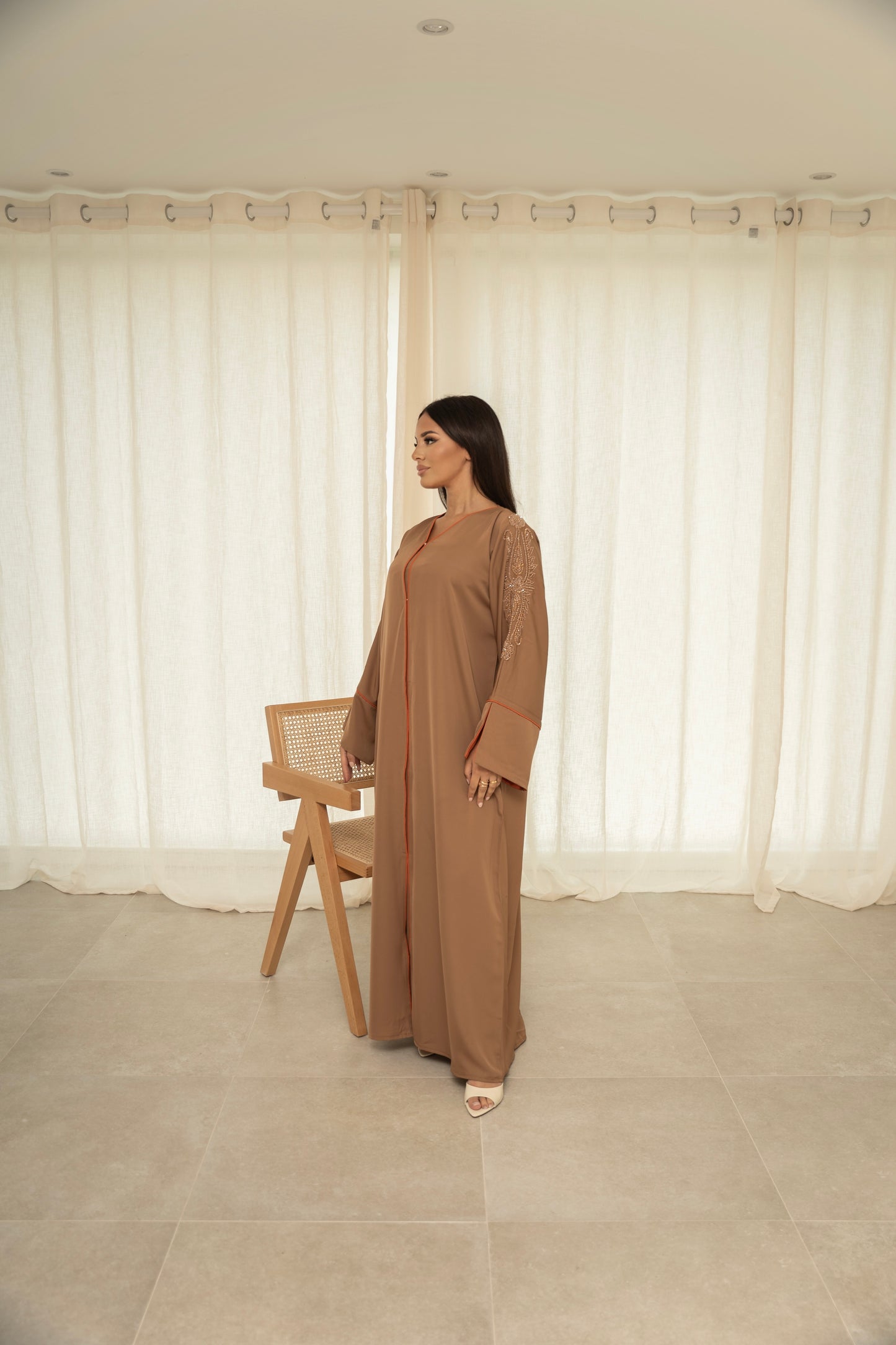 ABAYA TESNIM TAUPE/ORANGE