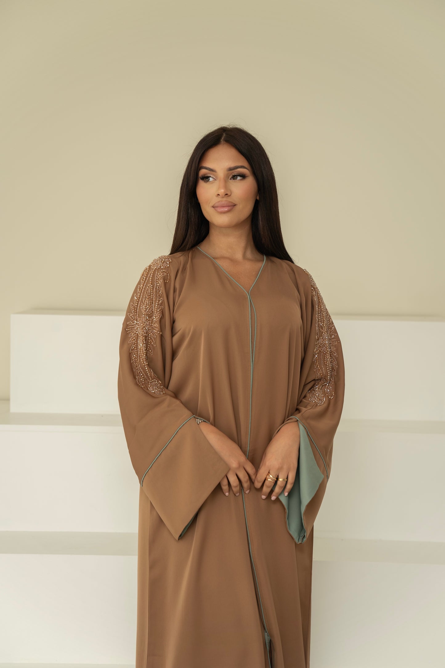 ABAYA TESNIM TAUPE/BLEU