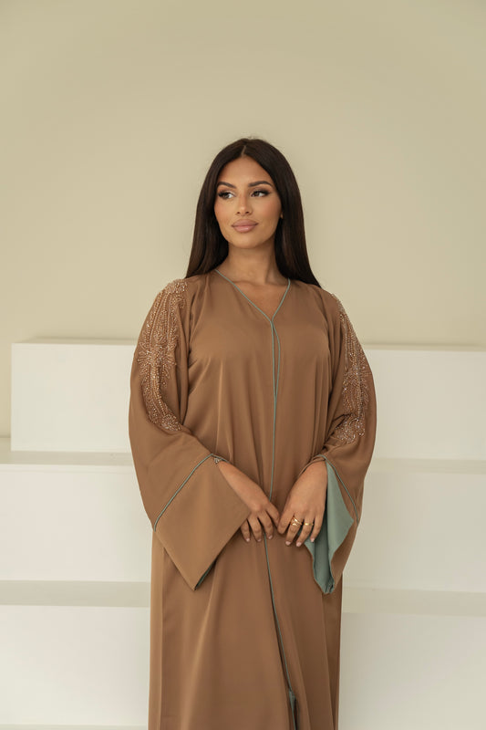 ABAYA TESNIM TAUPE/BLEU