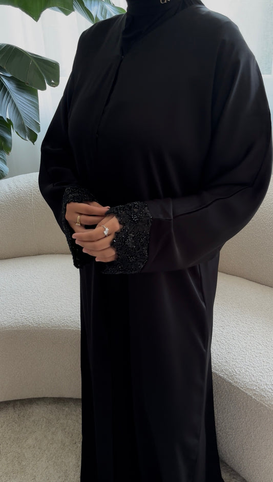 ABAYA FLORA BLACK