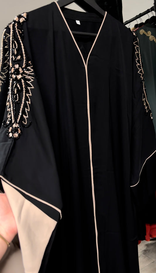 ABAYA TESNIM NOIR/BEIGE