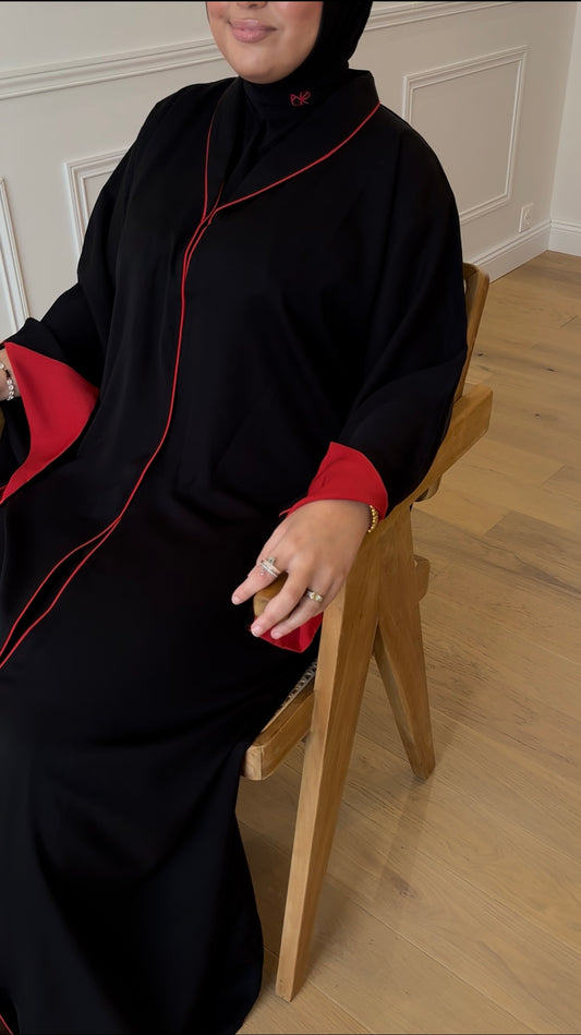 ABAYA COL ROUGE