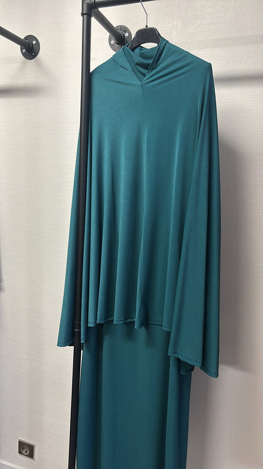 ABAYA + KHIMAR BLEU CANARD