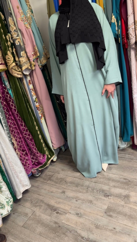 ABAYA MARBRÉ VERT D’EAU FERMÉ