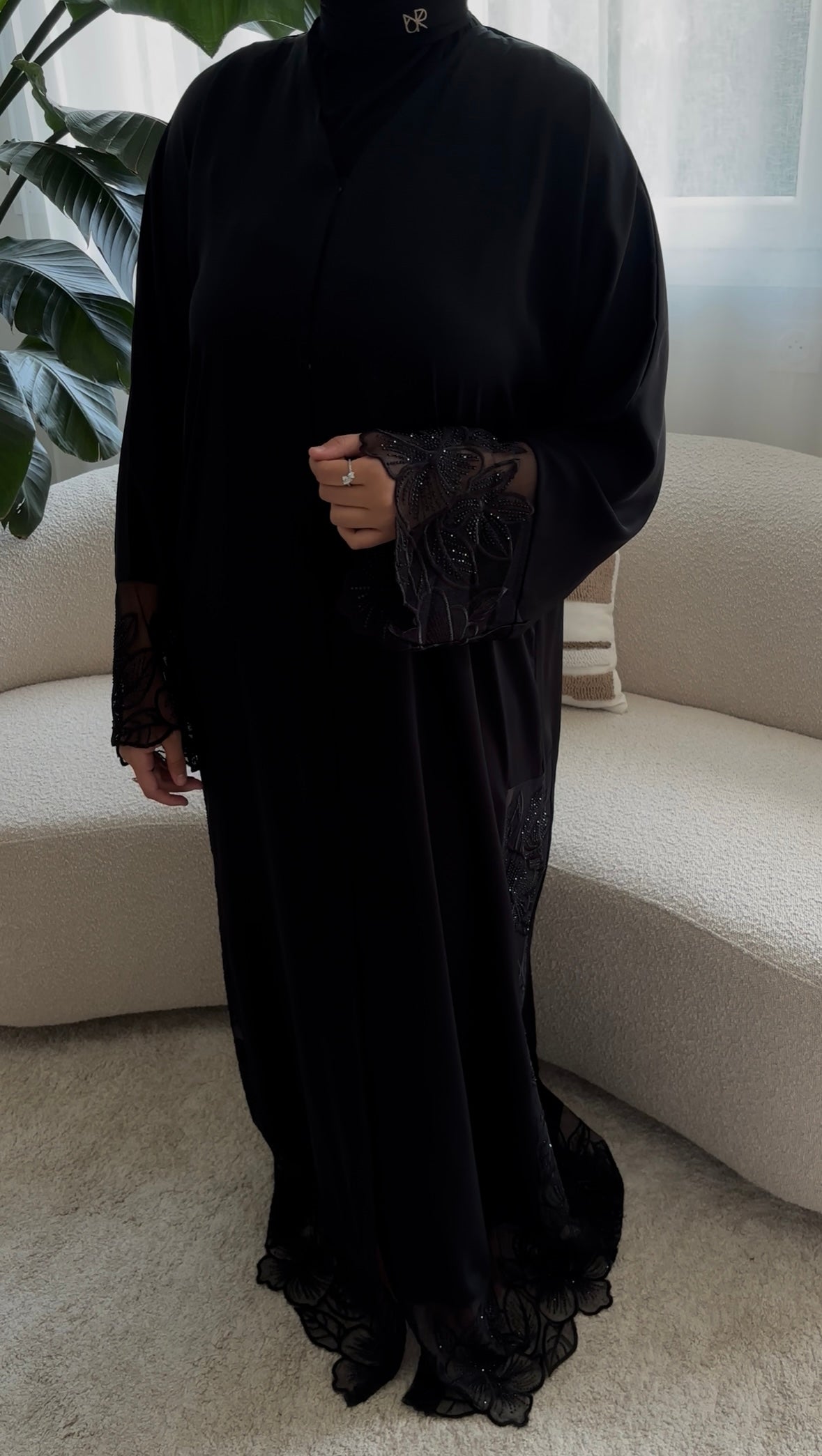 ABAYA FLORA FULL BLACK