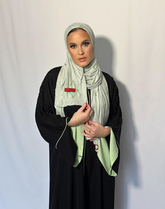 ABAYA RAFAHIA VERT PASTEL
