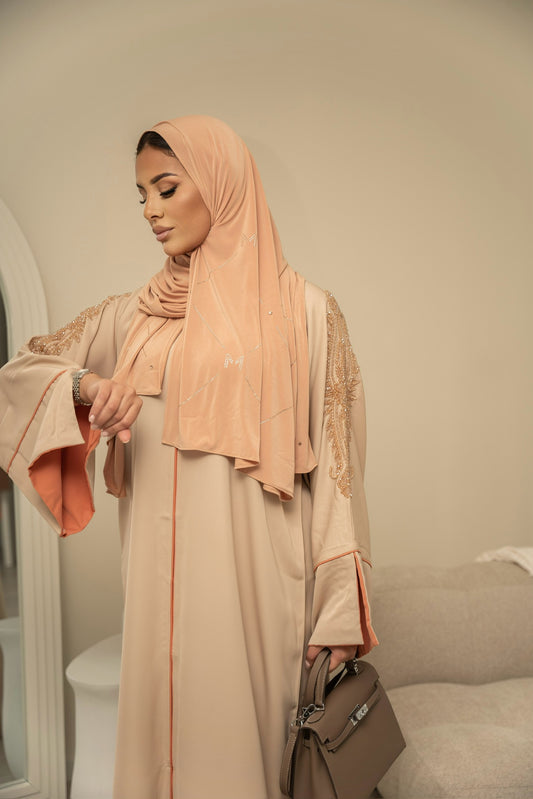 ABAYA TESNIM NUDE/CORAIL