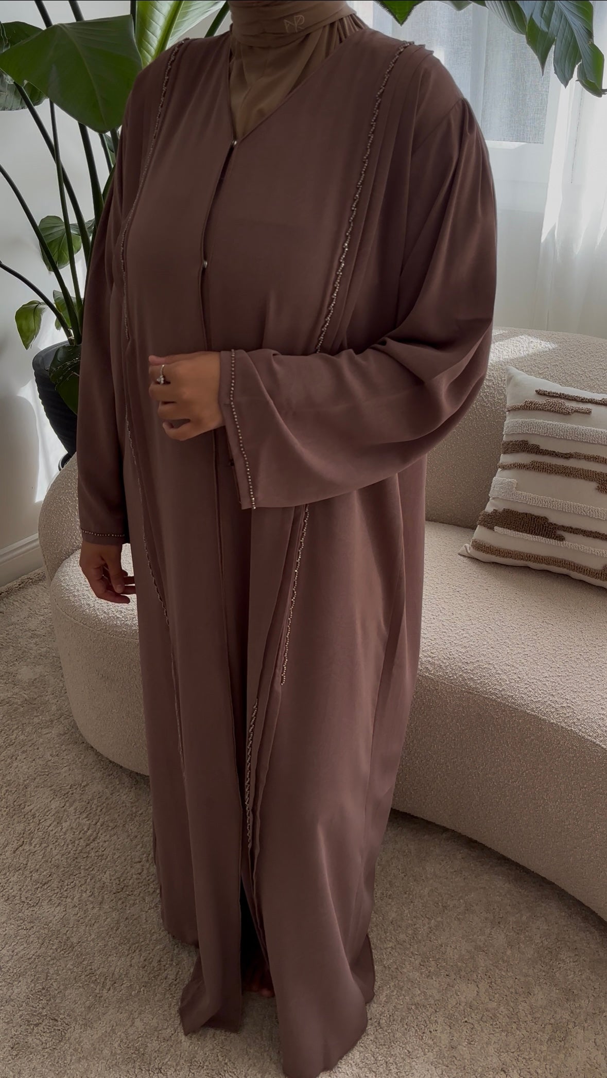 ABAYA MARBRE VIEUX ROSE