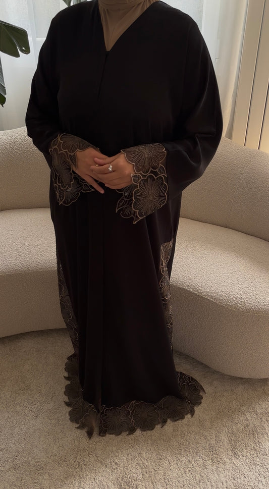 ABAYA FLORA BLACK/NUDE
